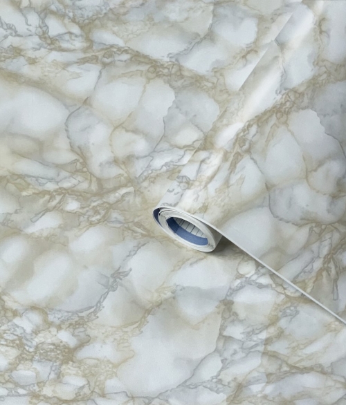 Lenco deco Marble white - Selvklæbende Folie -  45cmx2m