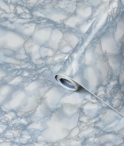 Lenco deco Marble blue - Selvklæbende Folie -  45cmx2m