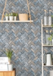 Herringbone Brick blå - tapet - 10.00x0.53m - fra fra GALERIE