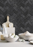 Herringbone Brick sort - tapet - 10.00x0.53m - fra GALERIE