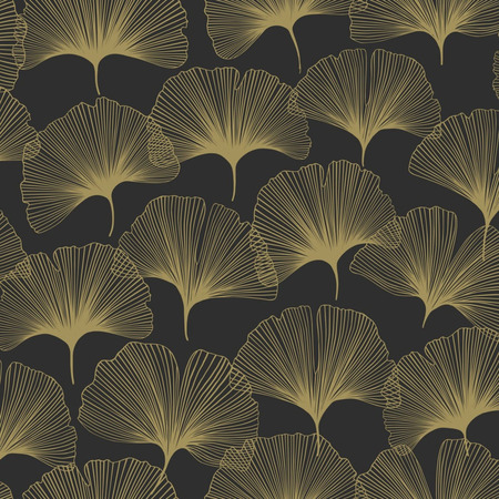 Ginkgo leaves guld/sort - tapet - 10,05x0,53 m - fra ESTA HOME