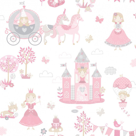 Fairytale pink/grey - tapet - 10.00x0.53m - fra GALERIE