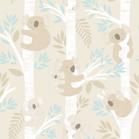 Koalas beige/tyrkis/glitter - tapet - 10.00x0.53m - fra GALERIE