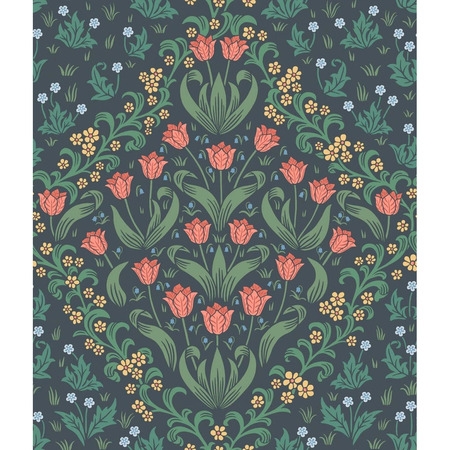 Tudor Garden mørk blå - tapet - 10.00x0.52m - fra Cole & Son