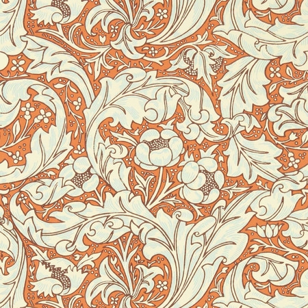 Bachelors Butoon orange - tapet - 10.05x0.52m - fra Morris & Co.