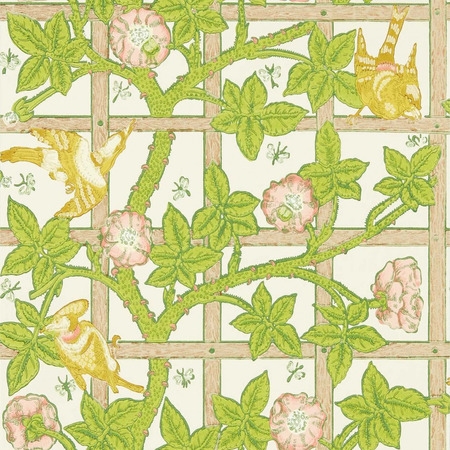 Trellis sommer gul - tapet - 10.05x0.52m - fra Morris & Co.