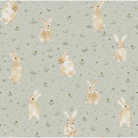 Bunny Field mint - tapet - 10.05x0.50m - fra Rebel Walls