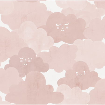 Happy Clouds pink - tapet - 10.05x0.50m - fra Rebel Walls