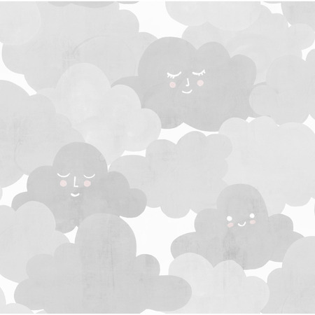 Happy Clouds graphite - tapet - 10.05x0.50m - fra Rebel Walls