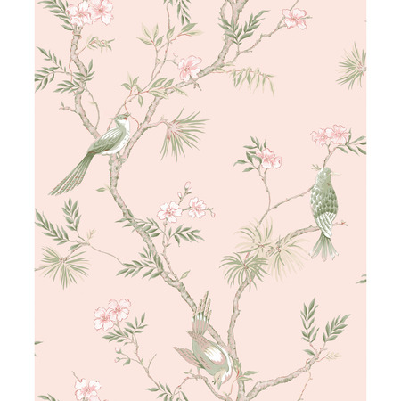 Classic Bird Trail rosa - tapet - 10x0,53 m - fra GALERIE