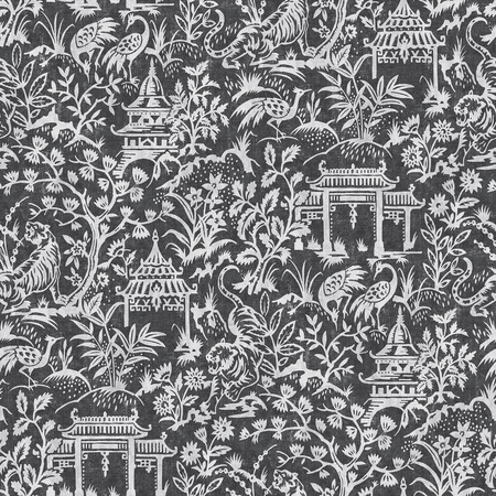 Garden Toile sort - tapet - 10x0,53 m - fra GALERIE