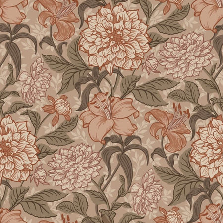 Vintage Blomster antikrosa/gråliggrøn/terracotta 139380 - tapet - 10,05x0,53 m - fra ESTA HOME