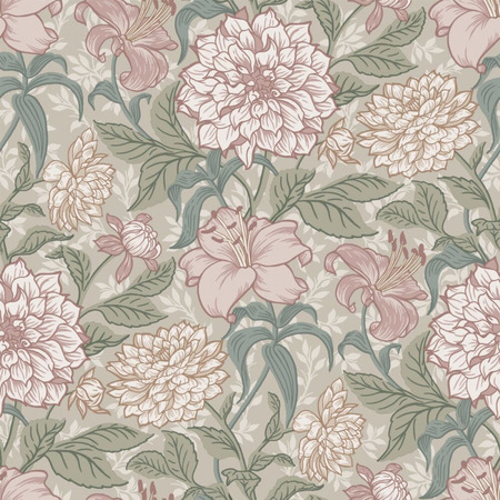 Vintage Blomster antikrosa/gråliggrøn 139377 - tapet - 10,05x0,53 m - fra ESTA HOME