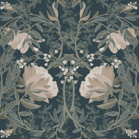 Vintage Blomster Art Nouveau mørkeblå 139421 - tapet - 10,05x0,53 m - fra ESTA HOME