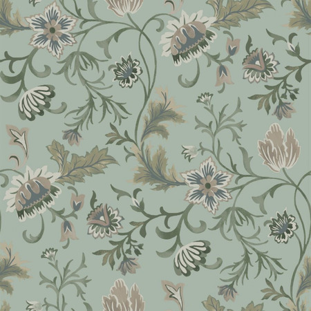 Vintage Blomster celadon grøn 139413 - tapet - 10,05x0,53 m - fra ESTA HOME