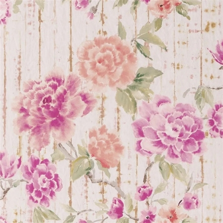 Kyoto Flower coral - tapet - 10x0,52 m - fra Designers Guild