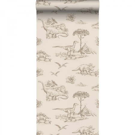 Dinosaurusser beige 139557 - tapet - 10,05x0,53 m - fra ESTA HOME