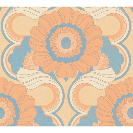 Floral Retro orange - tapet - 8.50x0.53m - fra Tapetcompagniet