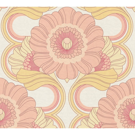 Floral Retro rosa/hvid - tapet - 8.50x0.53m - fra Tapetcompagniet