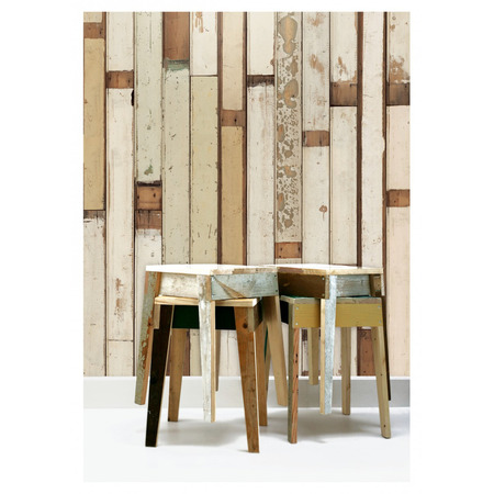 Scrapwood brun - tapet - 9x0,48 m - fra PIET HEIN EEK