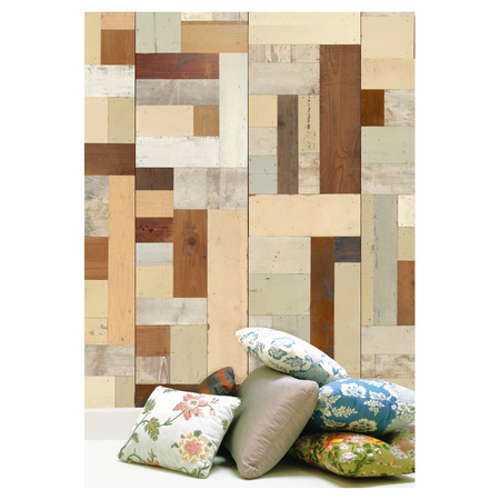 Scrapwood brun/beige - tapet - 9x0,48 m - fra PIET HEIN EEK