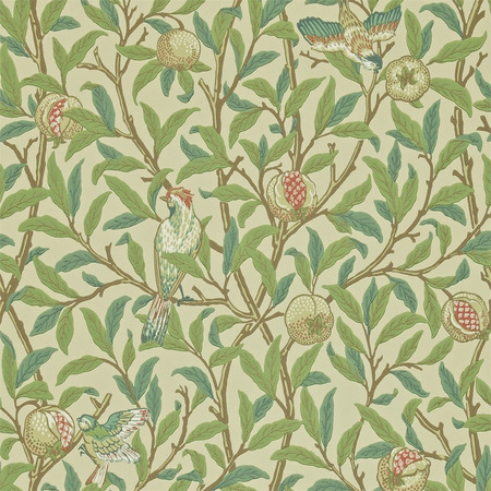 Archive II Bird & Pomegranate grøn - tapet - 10x0,52 m - fra Morris & Co.