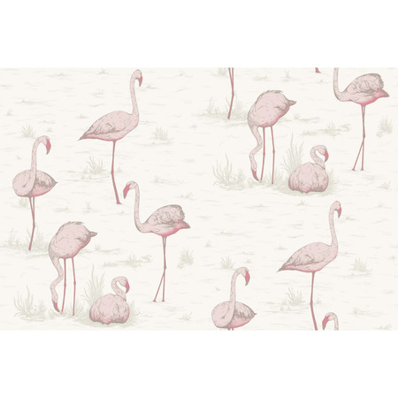 Flamingos hvid - tapet - 10x0,53 m - fra Cole & Son