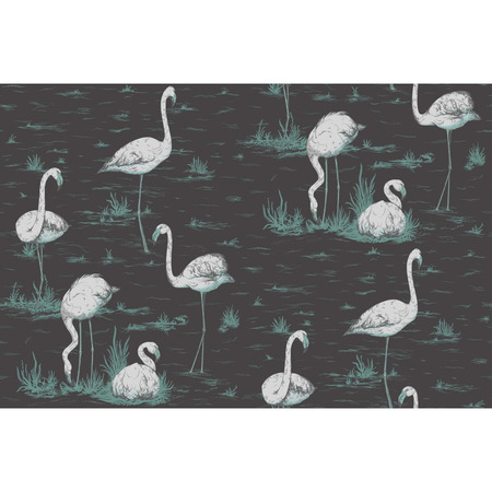 Flamingos sort/hvid - tapet - 10x0,53 m - fra Cole & Son