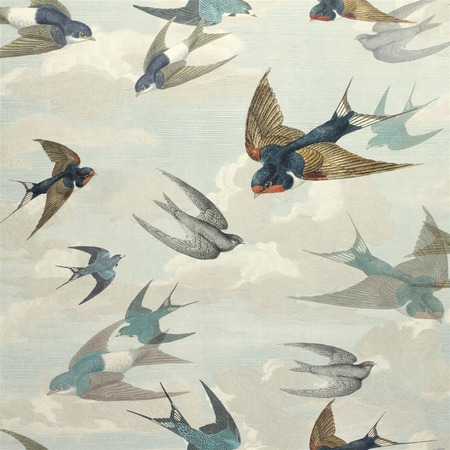 Chimney Swallow blå - tapet - 10x0,52 m - fra Designers Guild