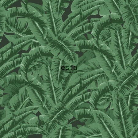 Banana Leaves grøn/sort - tapet - 10,05x0,53 m - fra ESTA HOME