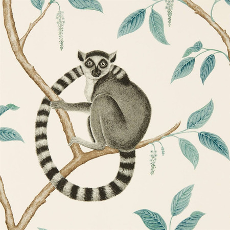 Ringtailed Lemur creme hvid - tapet - 10,05x0,52 m - fra Sanderson