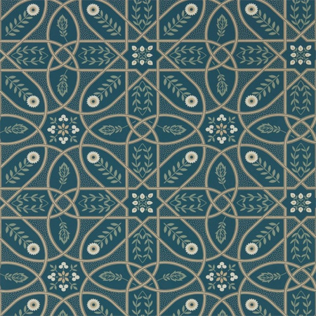 Brophy Trellis Deep Teal - tapet - 10,05x0,686 m - fra Mprris & Co.